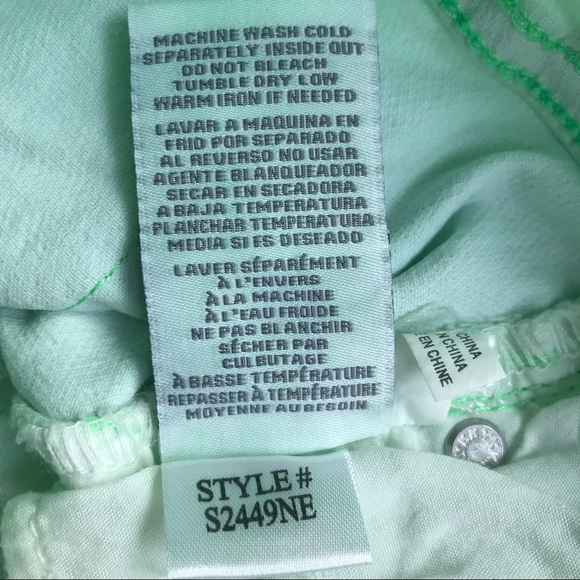 YMI SZ 5 Mid-Rise Denim Frayed Cut-Off 3" Women's Shorts in Lime Green NEW - Picture 11 of 14